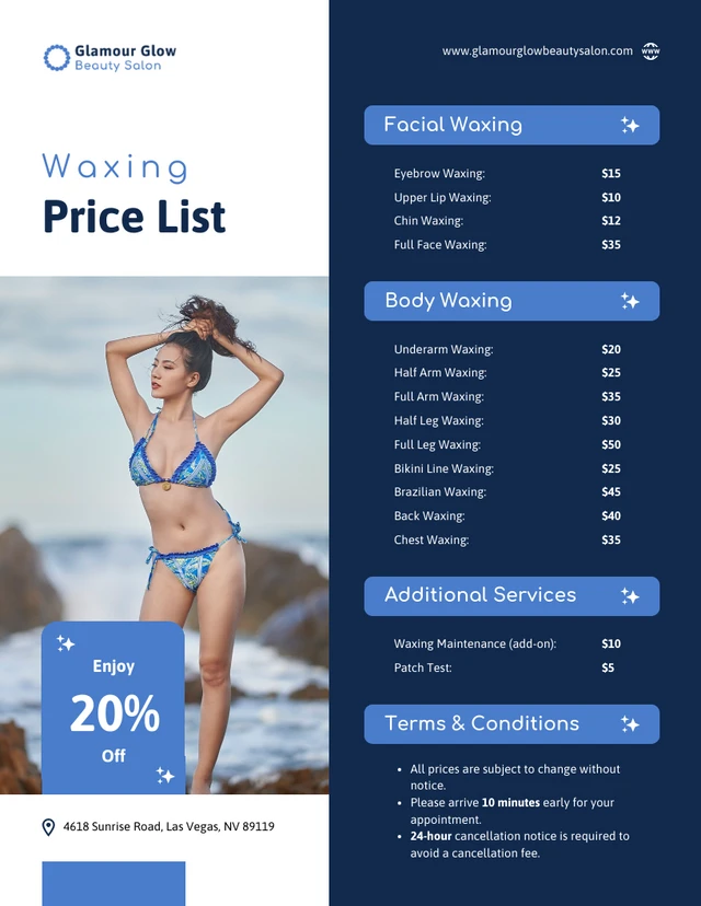 Waxing Price List Template