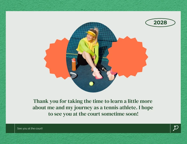 Bright Color Tennis Athlete About Me Presentation - Seite 5