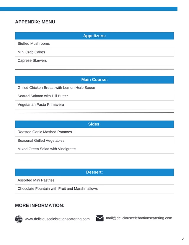 Wedding Catering Contract Template - page 4