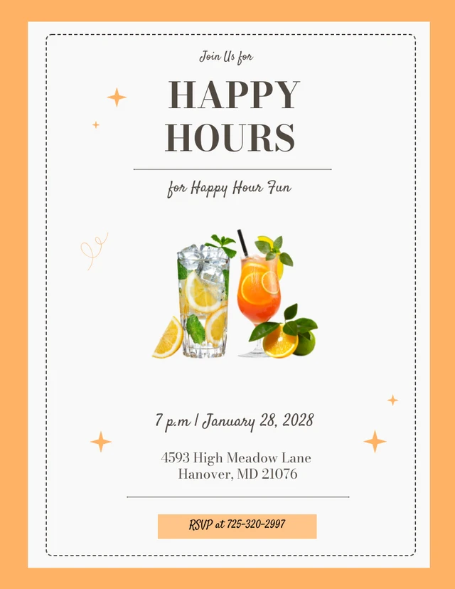 Simple Happy Hours Invitation Template