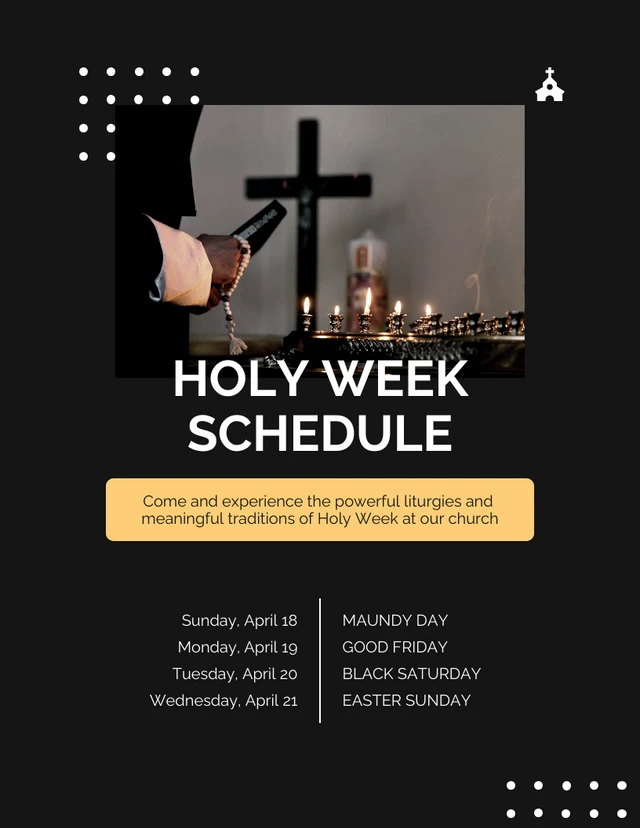 Black Minimalist Holy Week Schedule Poster Template