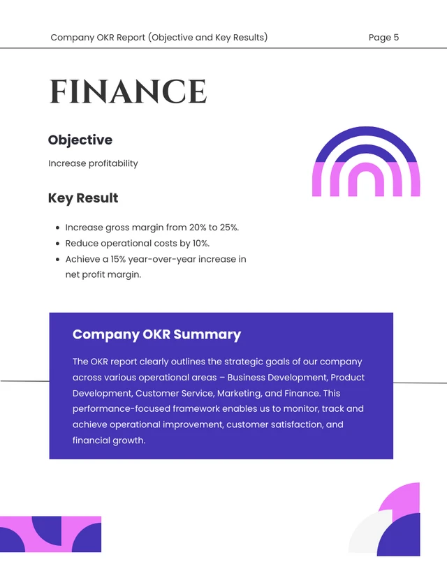 White Shape Minimalist Colorfull OKR Report - Page 5