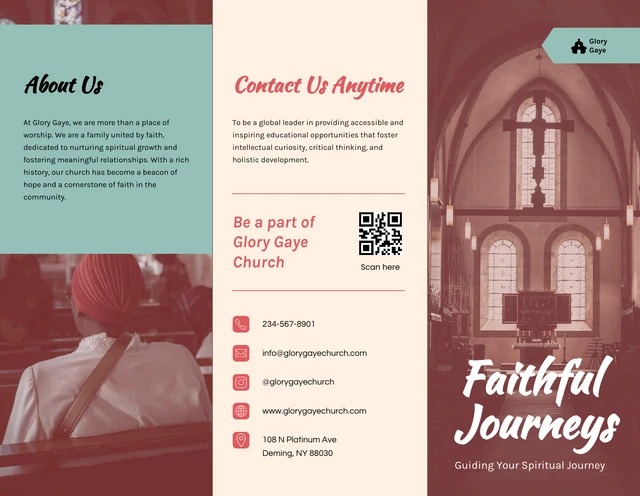Maroon Simple Church Tri-fold Brochure - Page 1