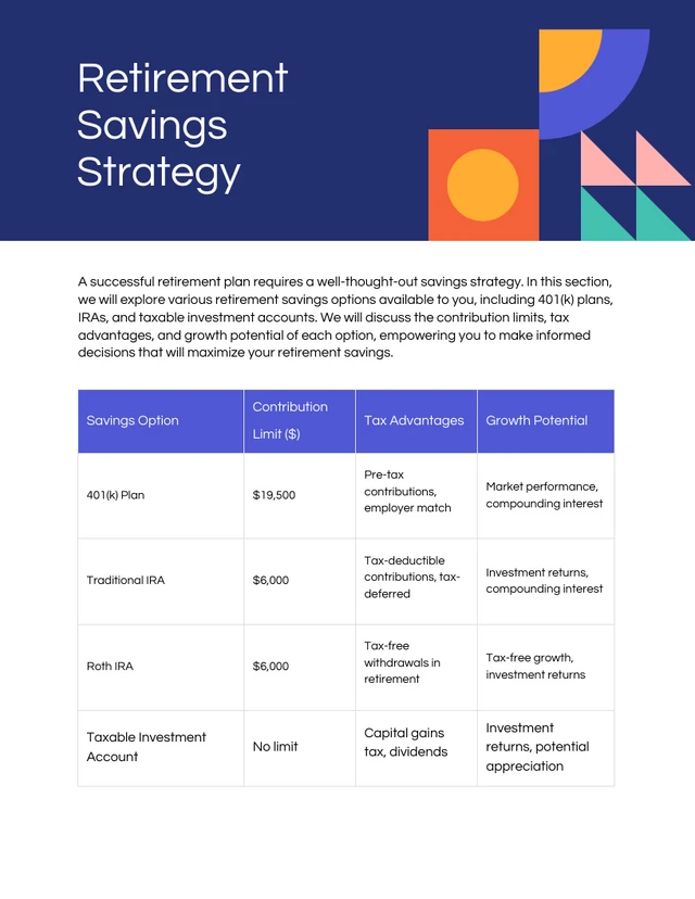 Colorful Geometric Retirement Planning Financial Plan - Page 3