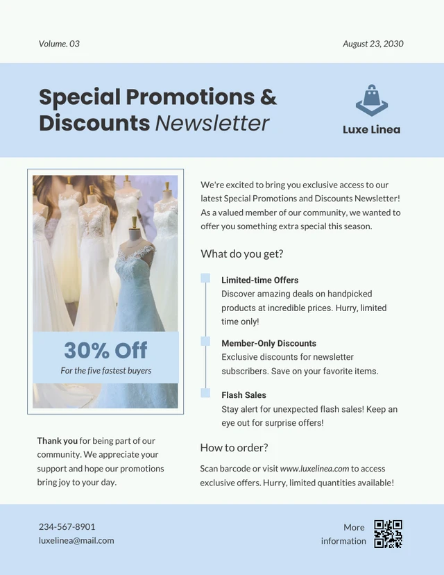 Special Promotions and Discounts Newsletter Template