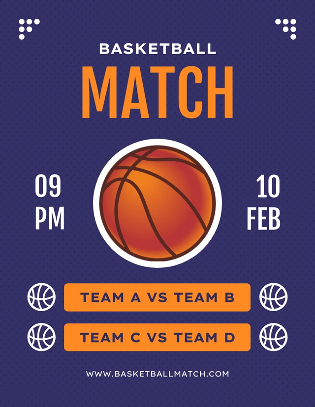 Blue Minimalist Basketball Match Schedule Template Venngage