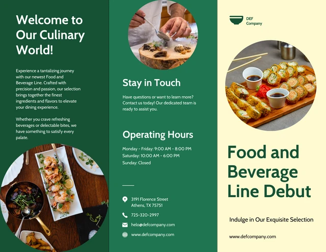 Food and Beverage Line Debut Brochure - Page 1