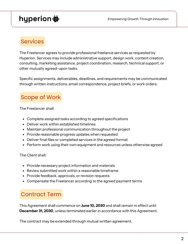 Freelance Job Contract Template - Página 2