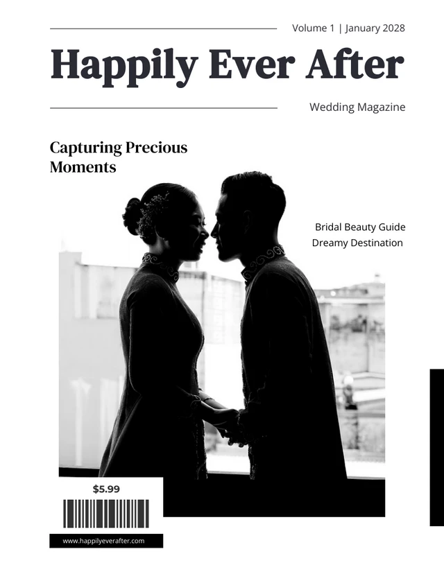 Simple Dark Black Wedding Magazine Template