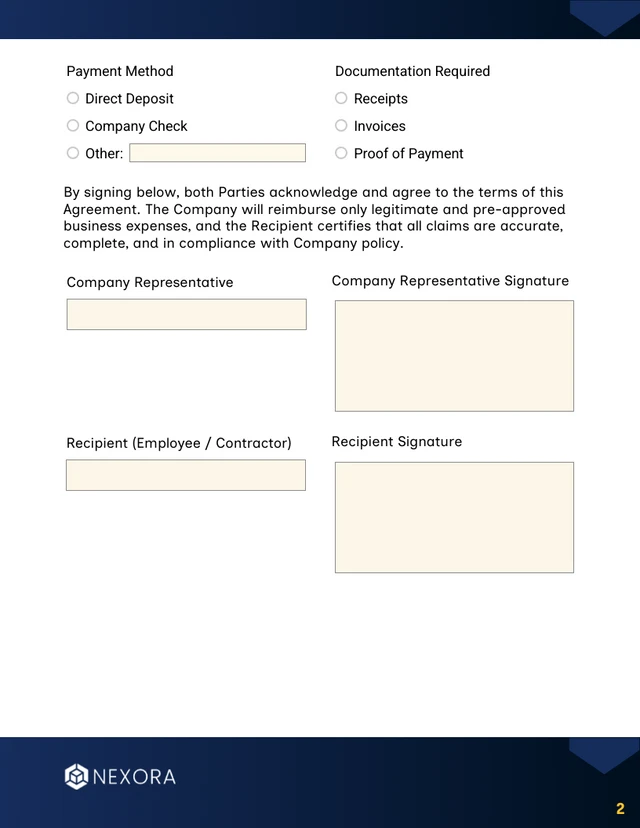 Reimbursement Contract Template - Página 2