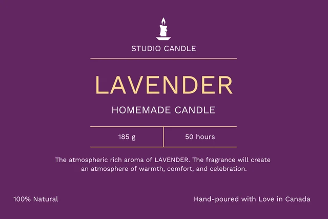 Dark Purple And Yellow Minimalist Candle Label Template
