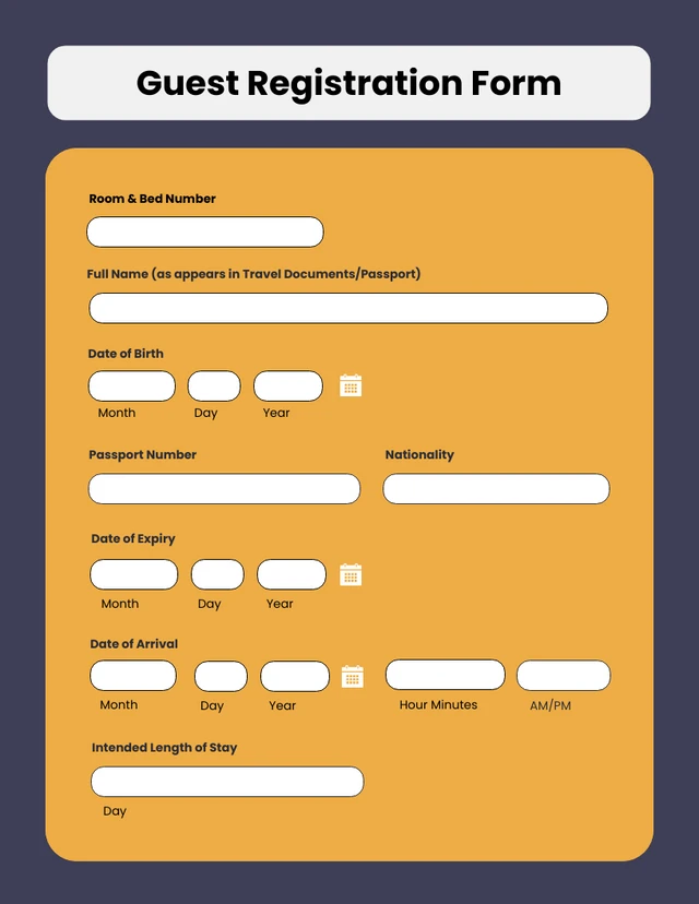 Yellow and Purple Booking Forms Template