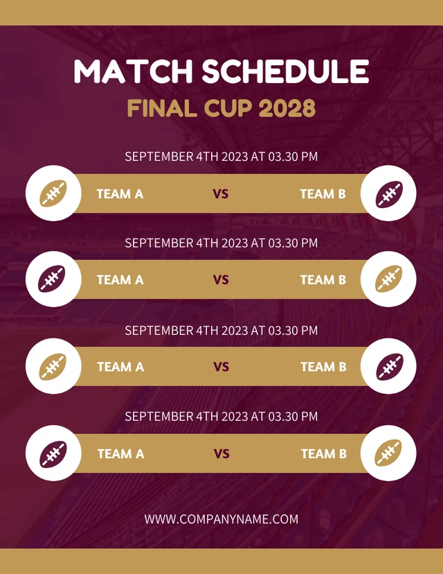 Red And Brown Modern Match Schedule Template