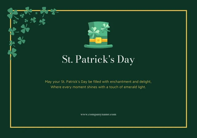 Elegant Gold and Green St. Patrick's Day Card Template