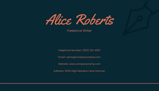 Dark Navy And Light Red Minimalist Professional Writer Business Card - Page 2