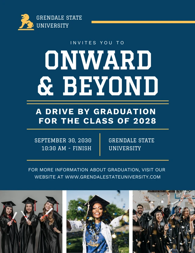 Blue And Yellow Modern College Graduation Poster Template