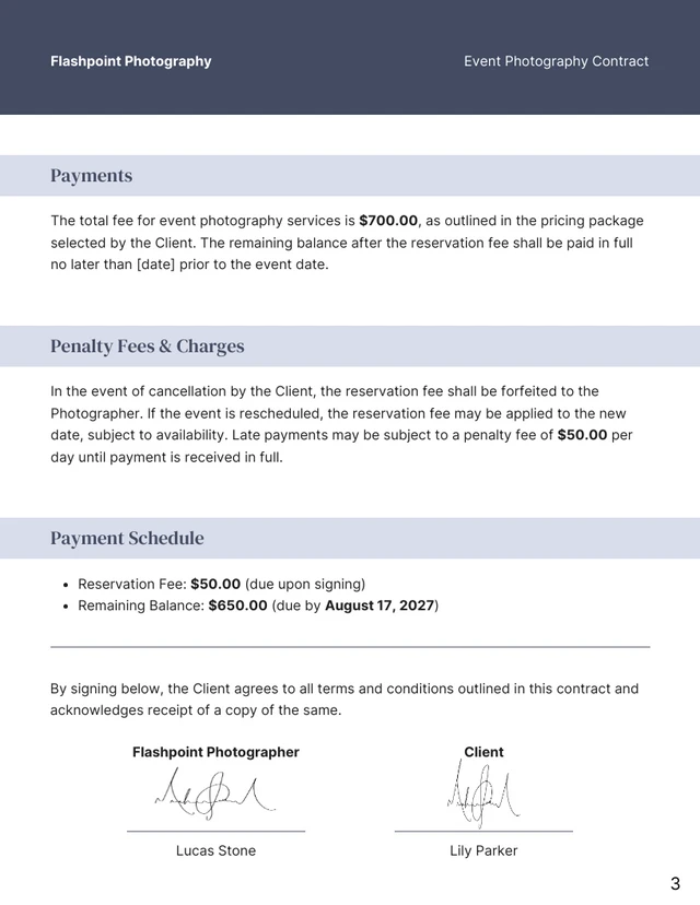 Event Photography Contract - صفحة 3