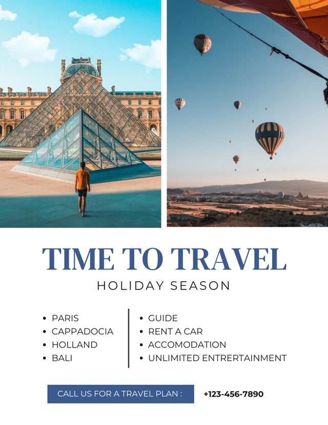 White Minimalist Photo Collage Time To Travel Poster Template