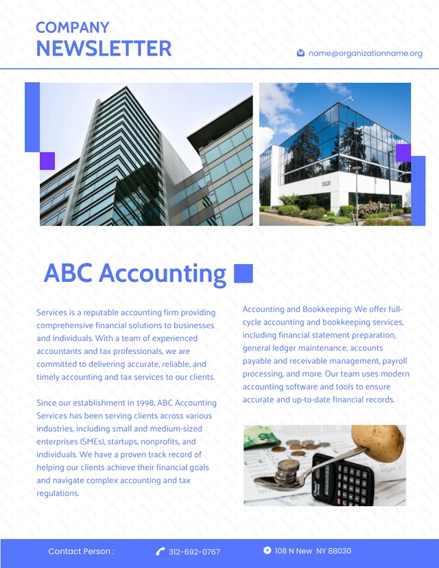 Purple Minimalist Accounting Company Newsletter