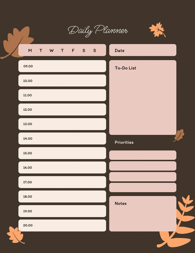 Autumn Brown and Orange Personal Planner Template