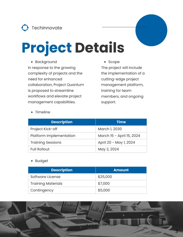 Modern Blue and White Internal Project Proposal - Page 3