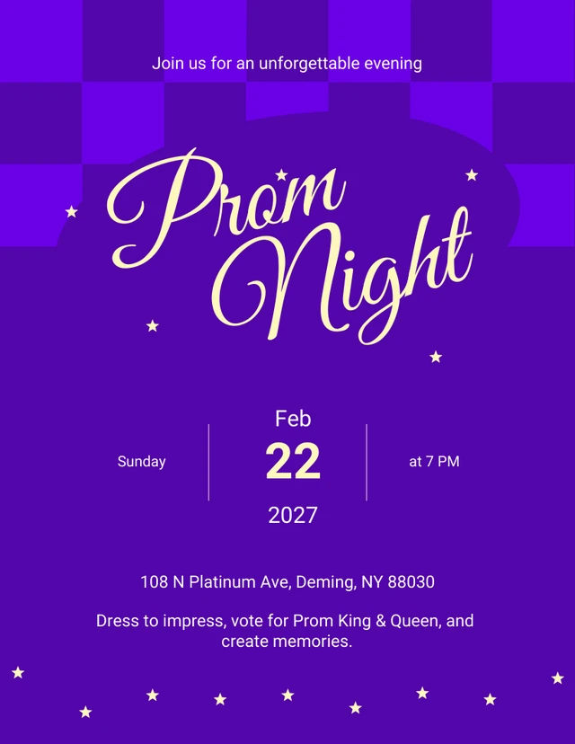Purple Light Yellow Prom Night Poster Template