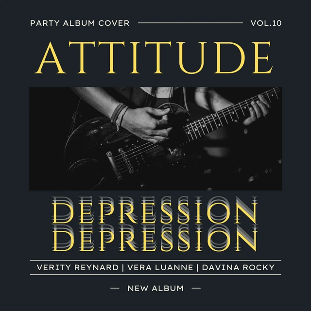 Dark Grey And Yellow Minimalist Rock Album Cover Template
