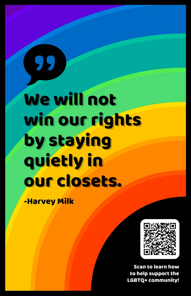 Modello ispiratore per poster con citazione del mese dell'orgoglio sui diritti dei gay