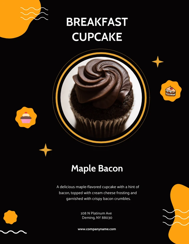 Black Orange Breakfast Cupcake Flyer Template