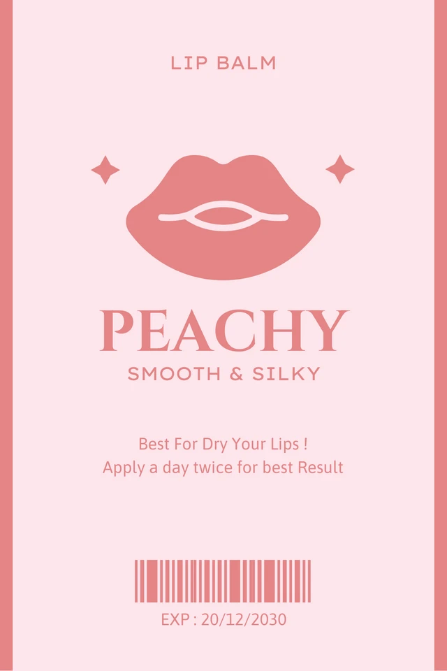 Peach Minimalist Illustration Lip Balm Label Template