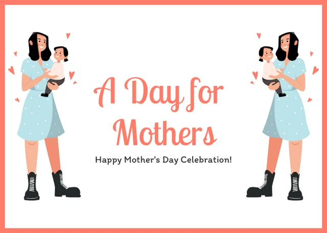 Pink And White Simple Illustration Happy Mother's Day Celebration Postcard - Seite 1