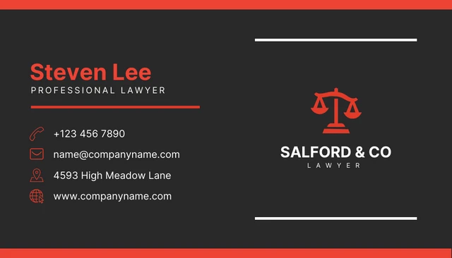 Black And Red Modern Professional Lawyer Business Card - Page 2