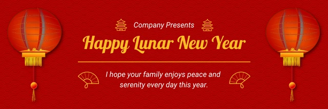 Red Simple Classic Happy Lunar New Year Banner Template