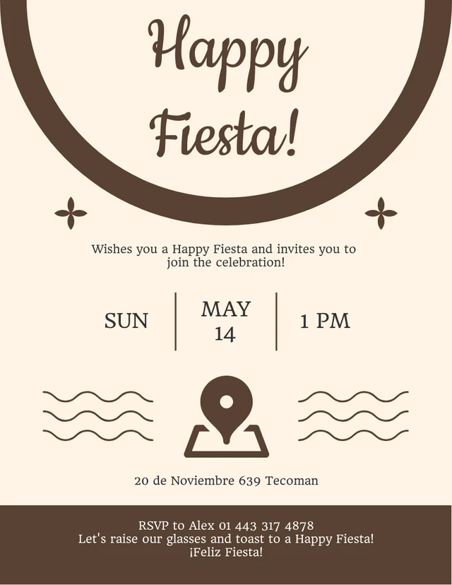 Beige And Brown Minimalist Modern Happy Fiesta Invitation Template