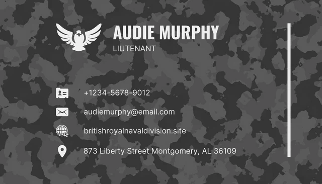 Light Grey Professional Pattern Military Business Card - Page 2