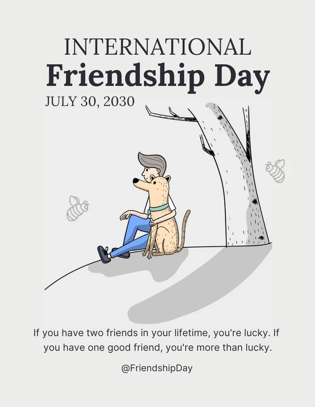 Hellgraue, einfache Illustration, Plakatvorlage zum Internationalen Tag der Freundschaft