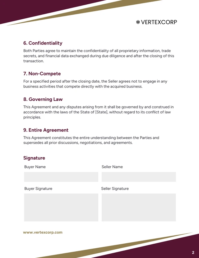 Acquisition Contract Template - page 2