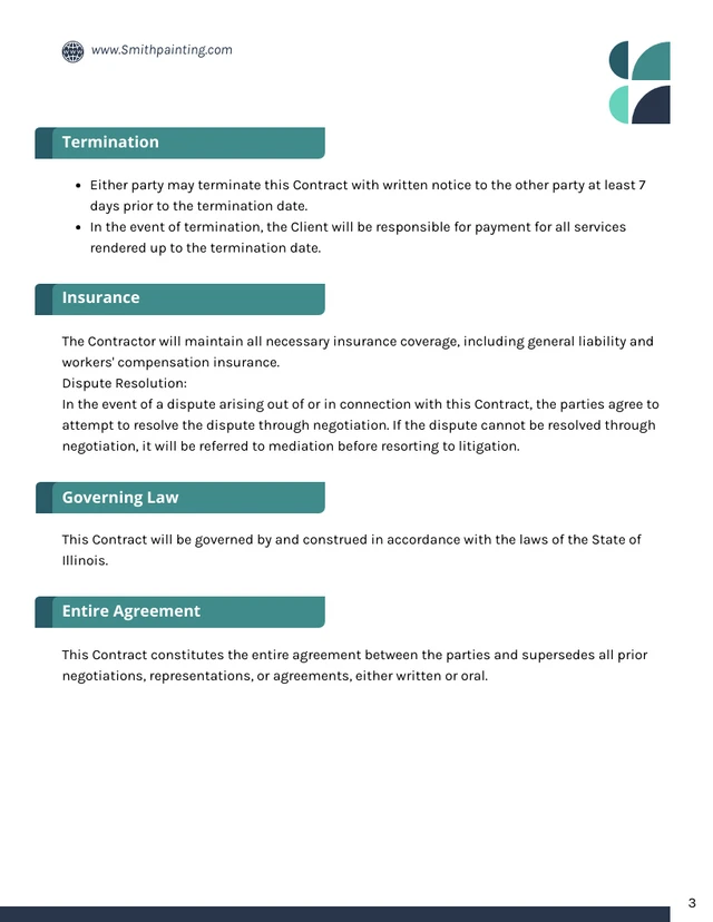 Painting Contract Template - Pagina 3