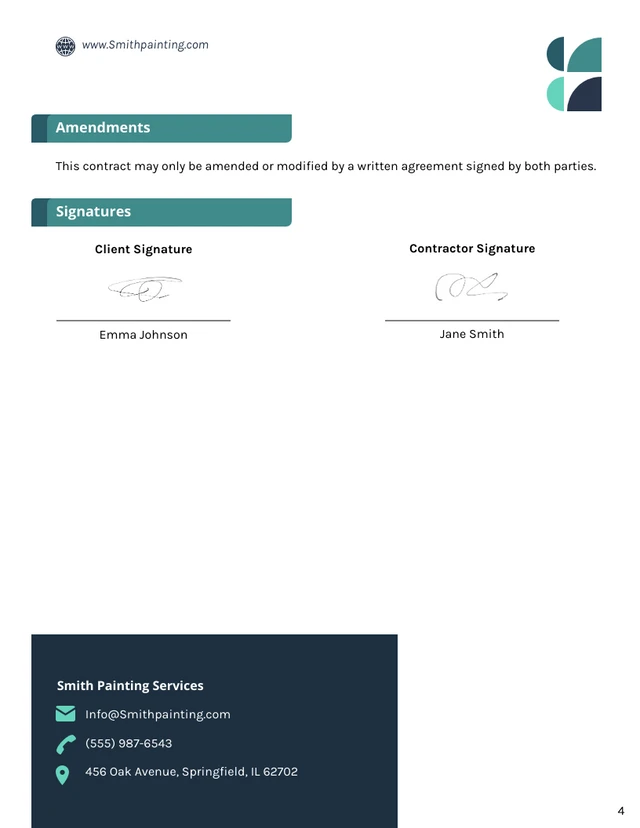 Painting Contract Template - Seite 4