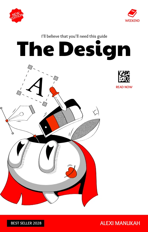 E-Book-Cover-Vorlage für Designillustrationen in Rot und Schwarz