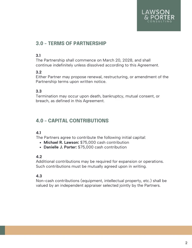 General Partnership Agreement Template - Página 2