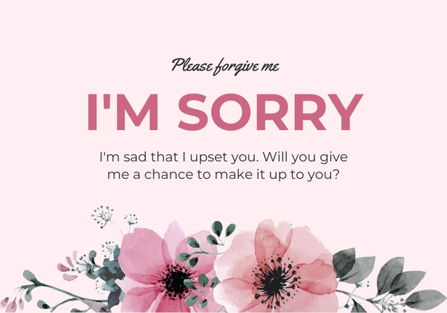 Light Pink Modern Aesthetic Apology Card Template