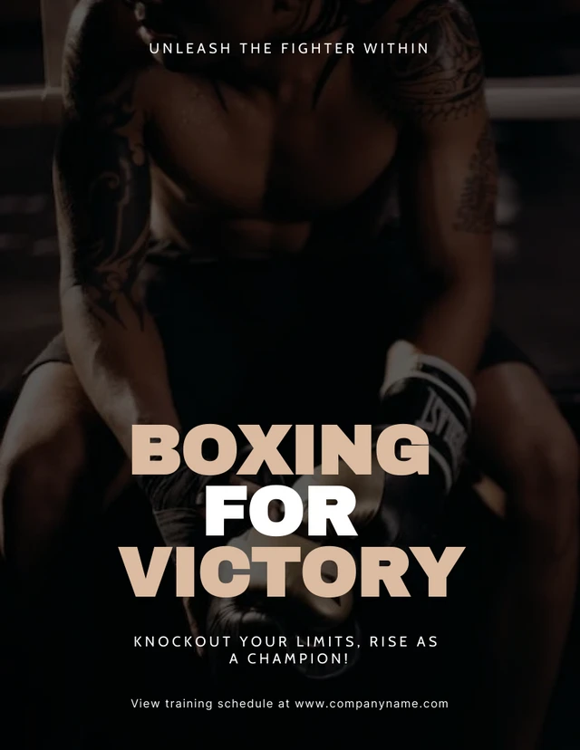 Black And Cream Modern Boxing For Victory Poster Template