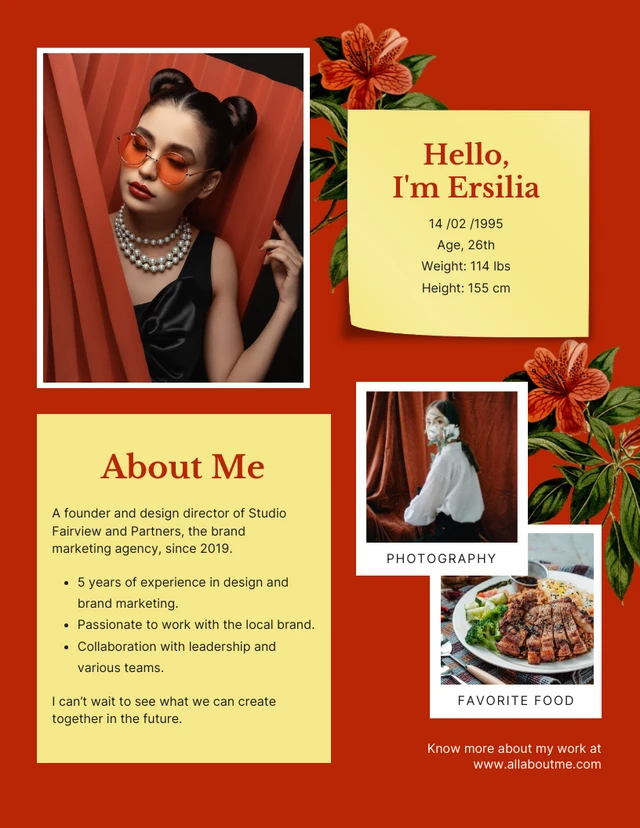 Red And Yellow Modern Retro All About Me Poster Template