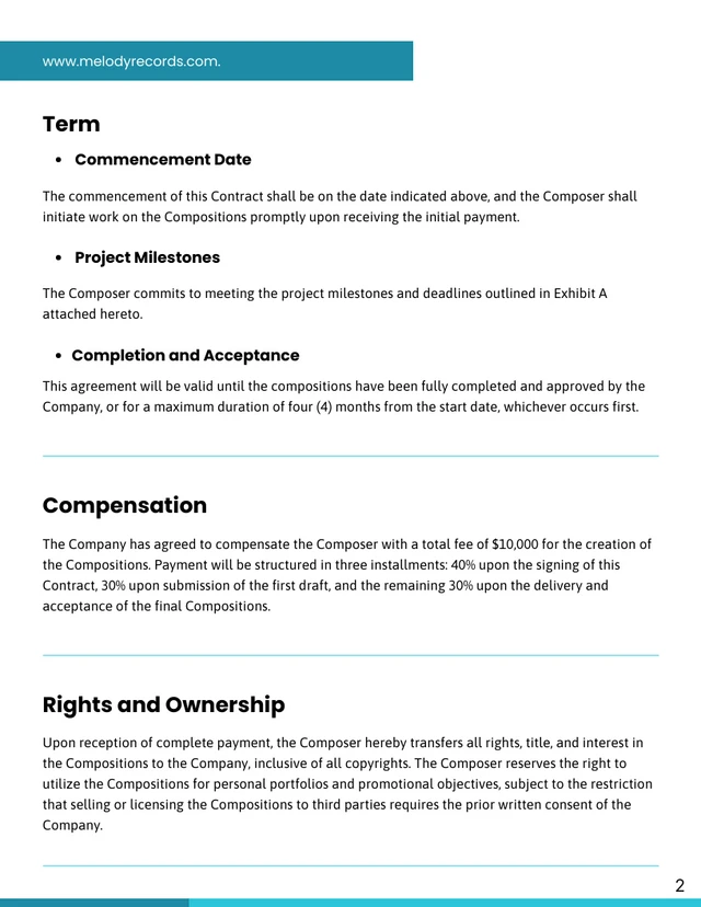 Musical Concert Contract Template - صفحة 2