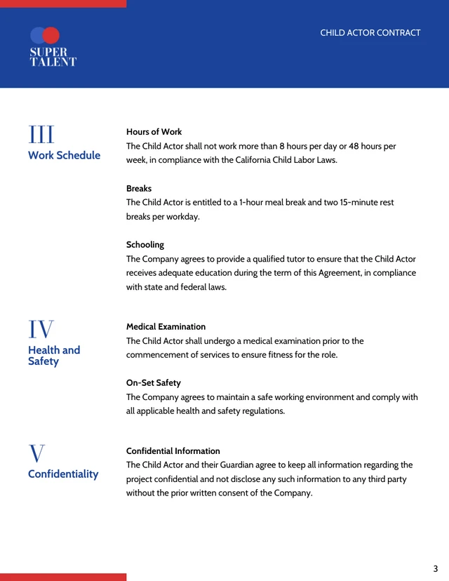 Child Actor Contract Template - Seite 3