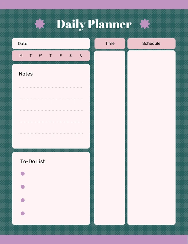 Green and Purple Personal Planner Template