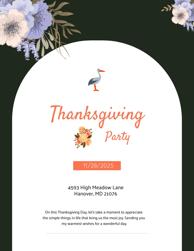 Green simple Thanksgiving Invitation Template