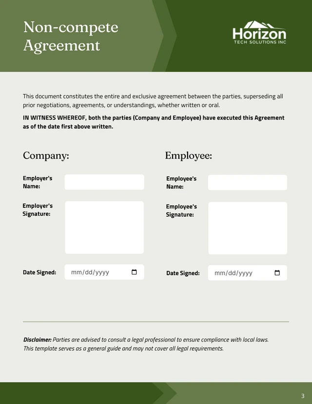 Non Compete Contract Template - Página 3