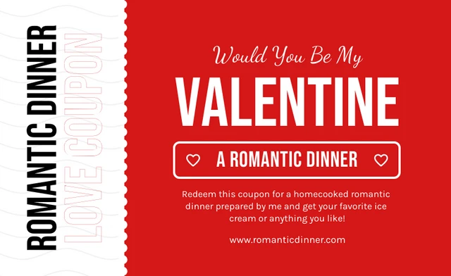 White And Red Modern Dinner Love Coupon Template